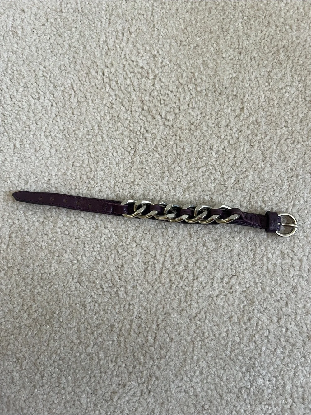 Purple Leather Chain Bracelet with Silver Links from Italy